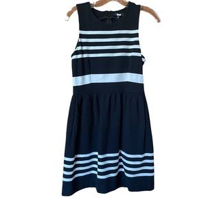 Madewell Women’s Fit & Flare Black and White Striped Dress Size Medium